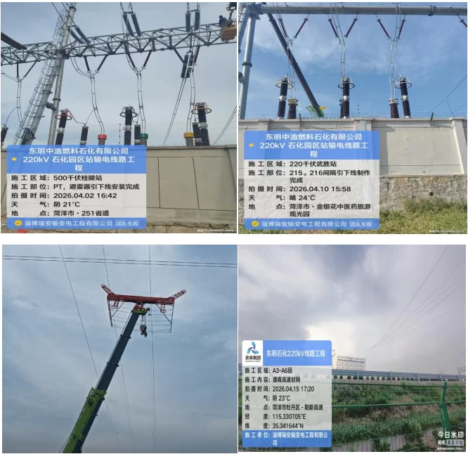瑞安公司：东明中油燃料石化有限公司220千伏石化园区站输电线路工程高效攻坚顺利实现全线贯通