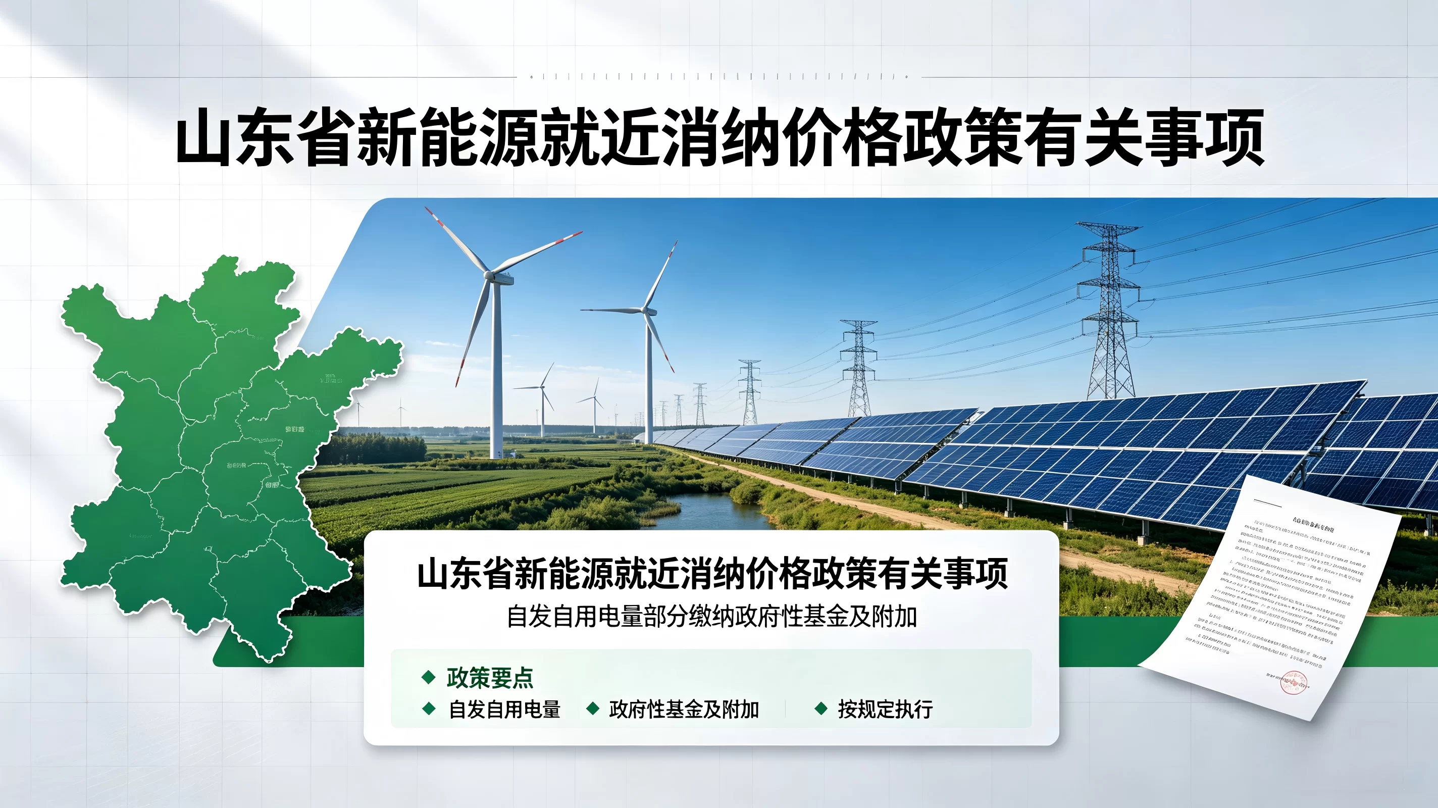 山东省新能源就近消纳价格政策有关事项：自发自用电量部分缴纳政府性基金及附加